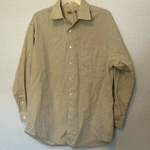 DONNA KARAN SIGNATURE Mens Dress Shirt Size 16 1/2 32-33 Color Tan Brown